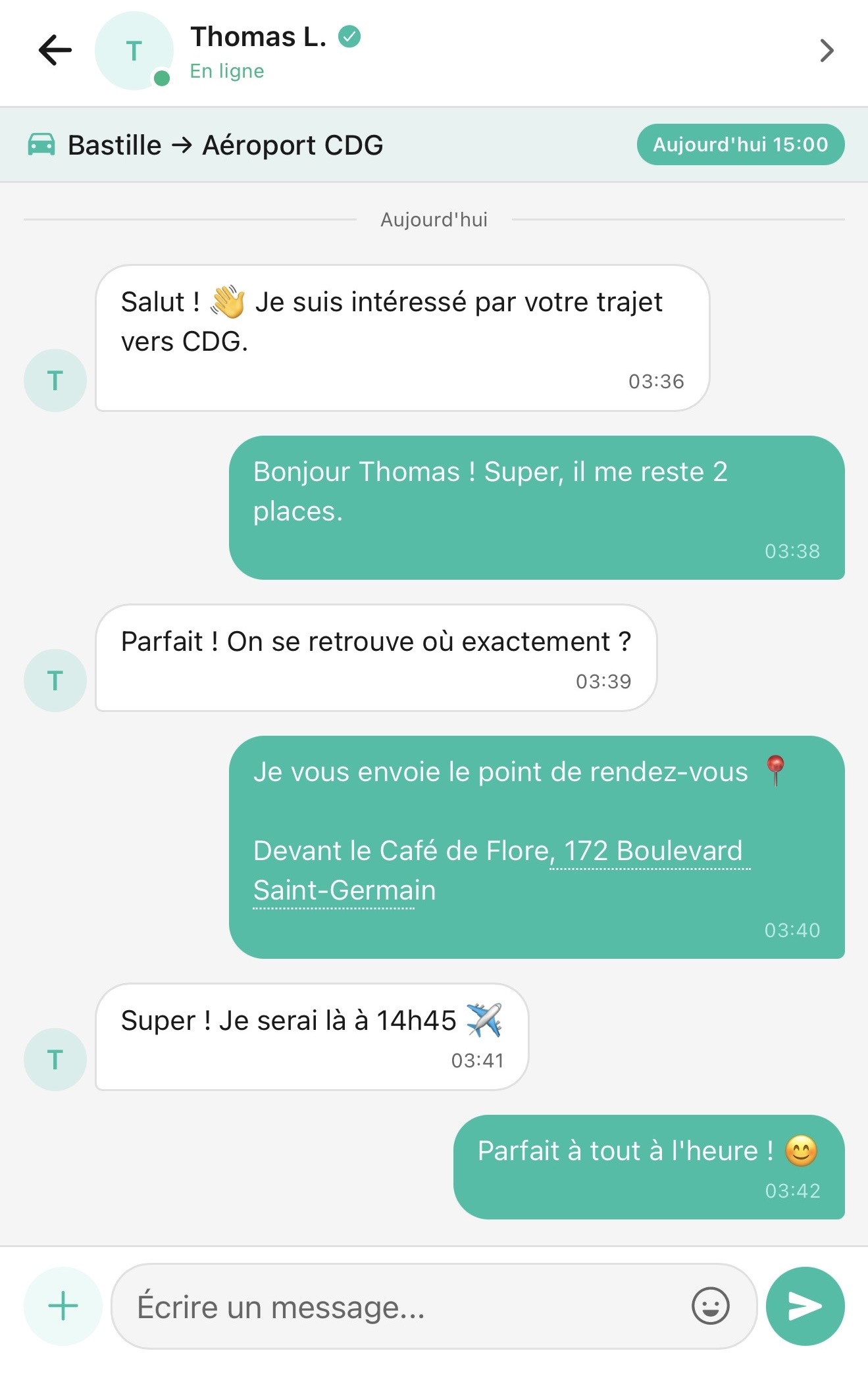 Conversation chiffrée entre passagers Coway