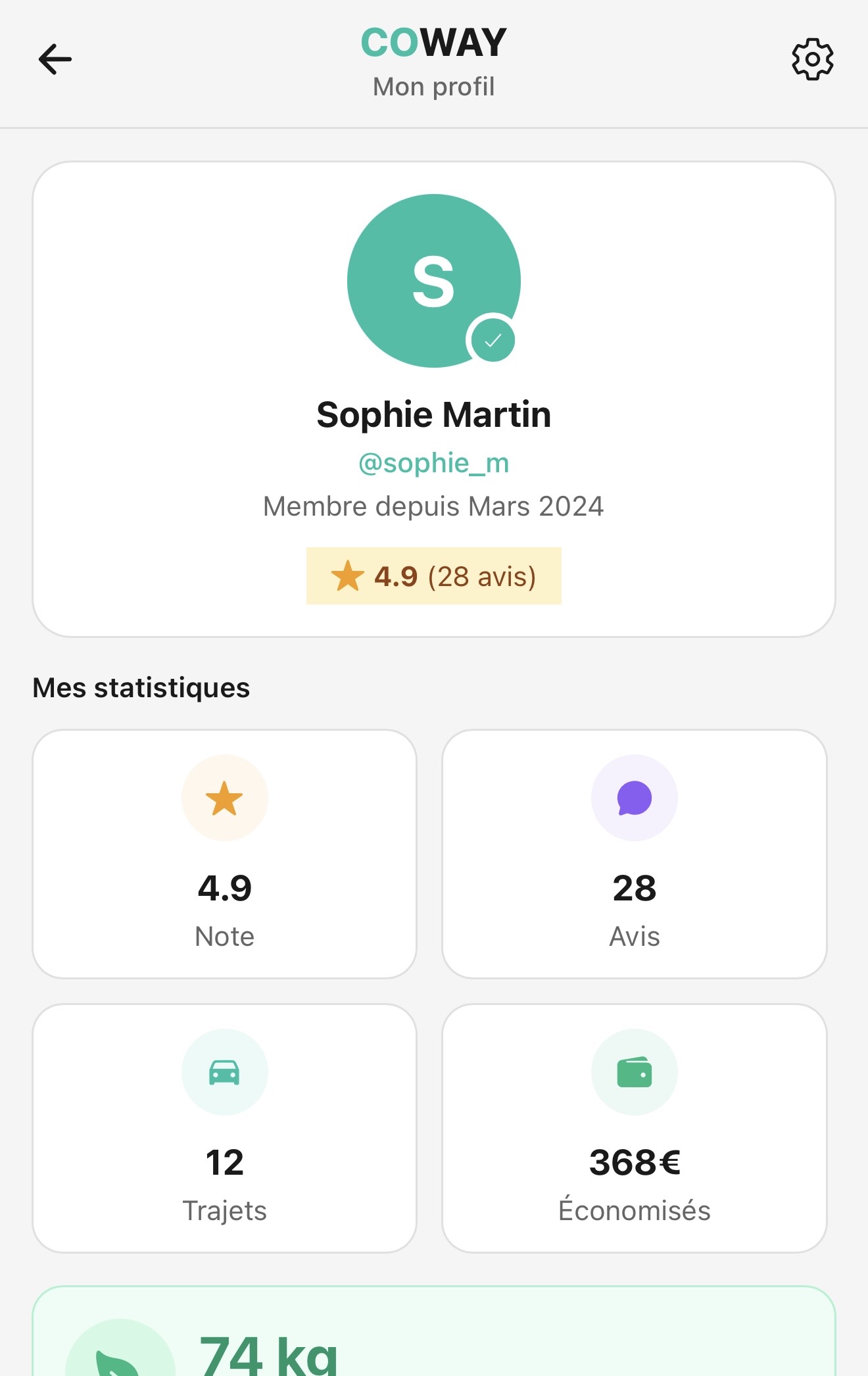 Profil utilisateur vérifié Coway avec note 4.9